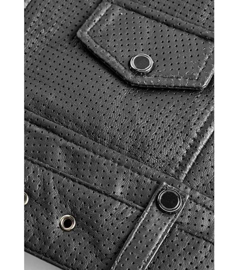 Classic Biker Summer Leather Jacket - Perforated