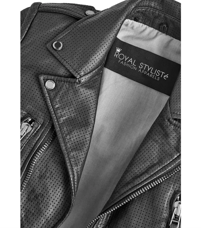 Classic Biker Summer Leather Jacket - Perforated