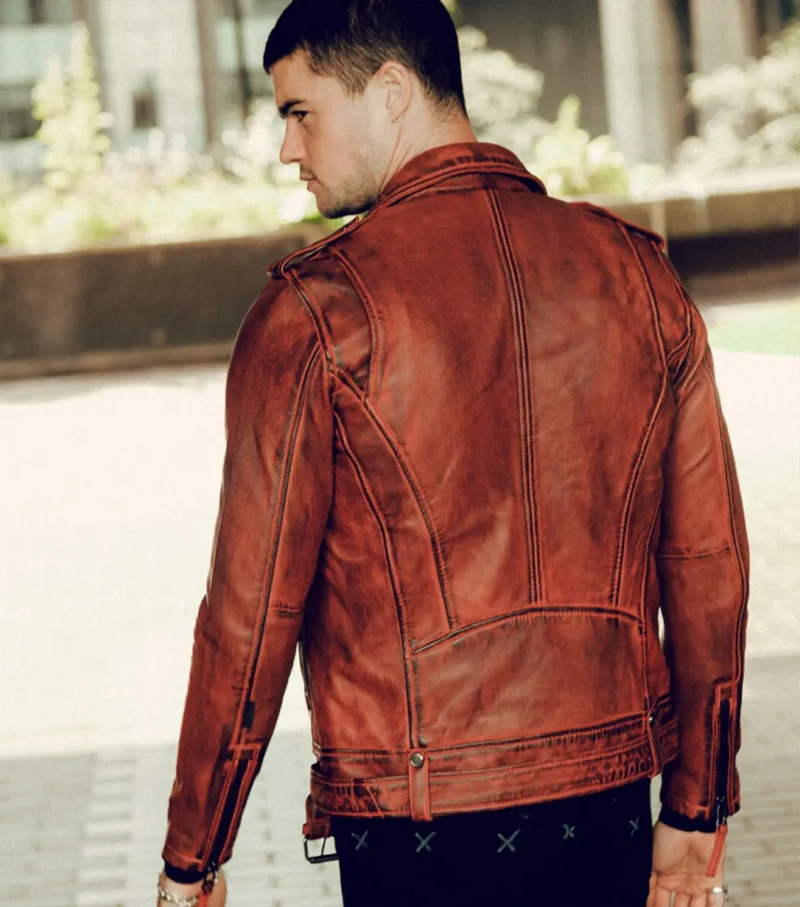 Voyager Biker Leather Jacket Biker Protection Jacket - Red