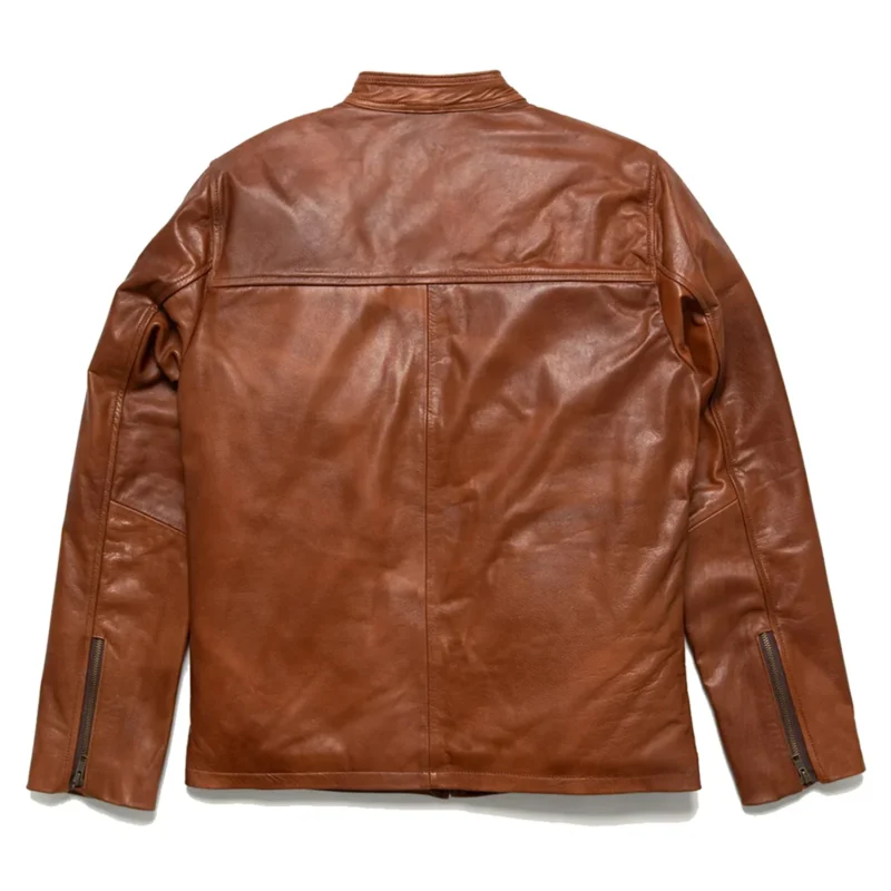 Leather Moto Jacket Leather Motorcycle Jacket - BROWN