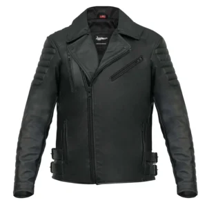 Motorcycle Leather Jacket Ohio Biker Jacket - Black