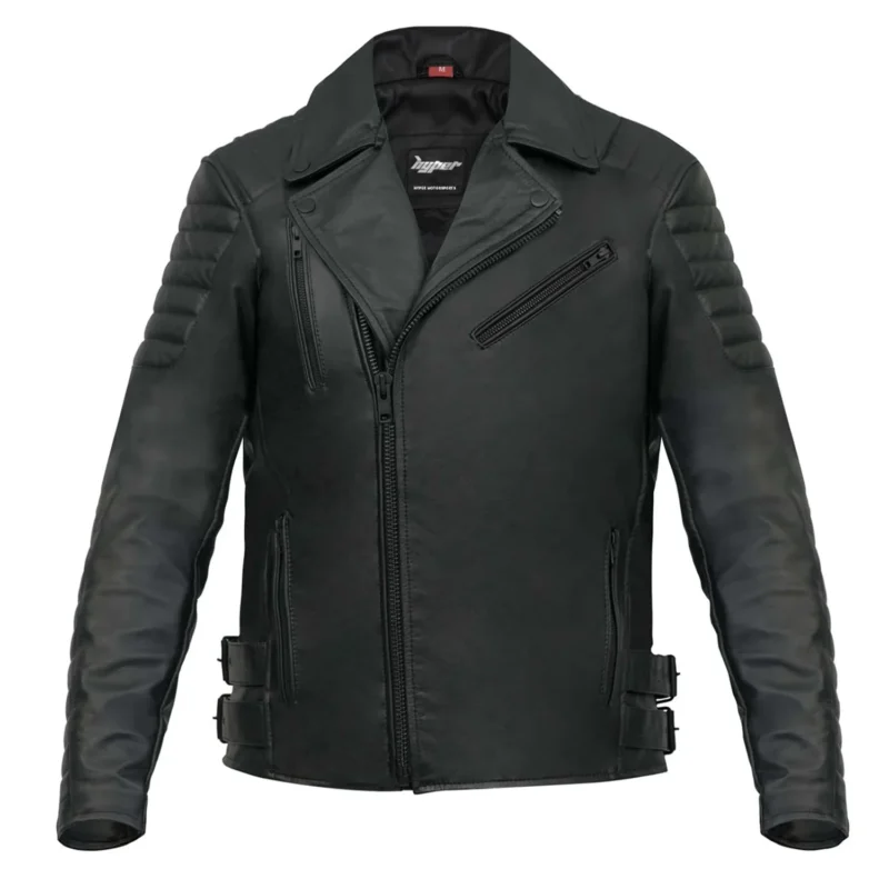 Motorcycle Leather Jacket Ohio Biker Jacket - Black
