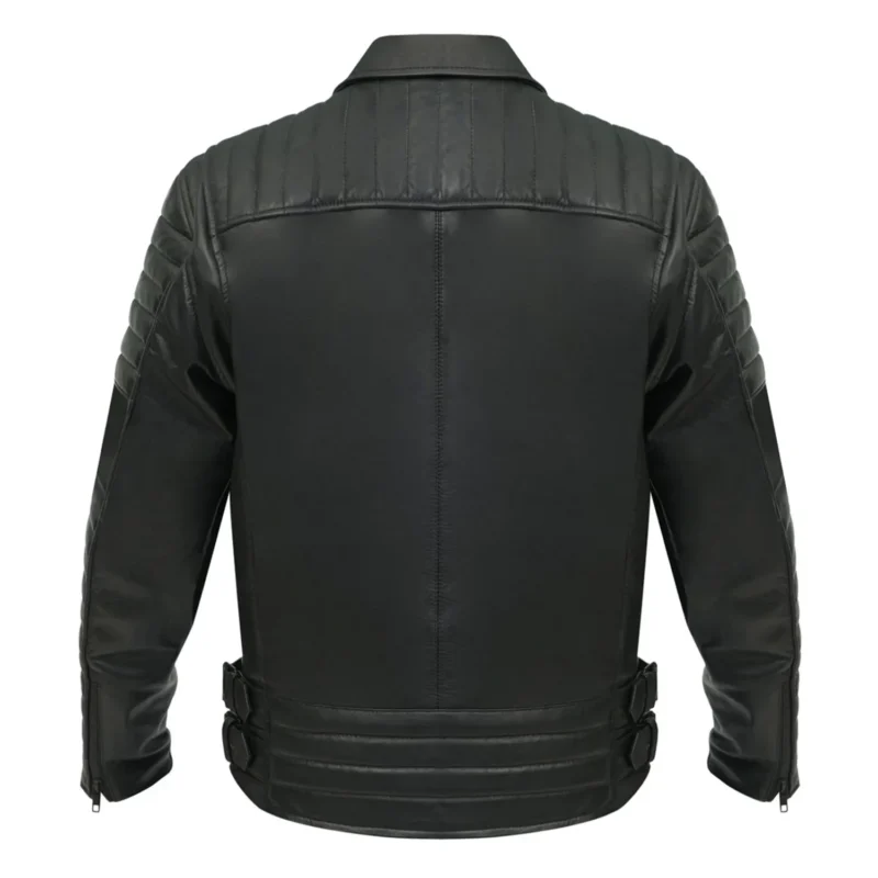 Motorcycle Leather Jacket Ohio Biker Jacket - Black