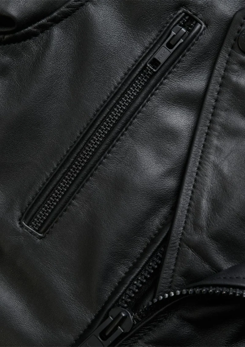 Motorcycle Leather Jacket Ohio Biker Jacket - Black