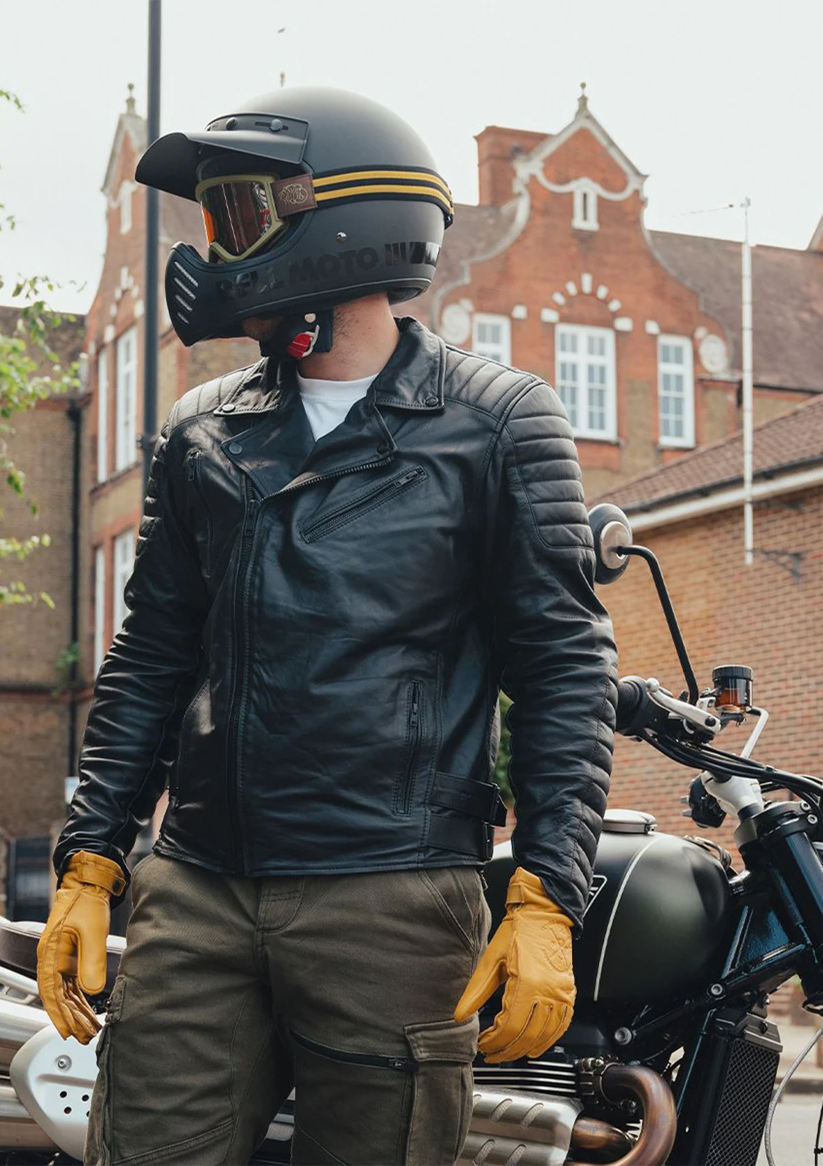Motorcycle Leather Jacket Ohio Biker Jacket - Black
