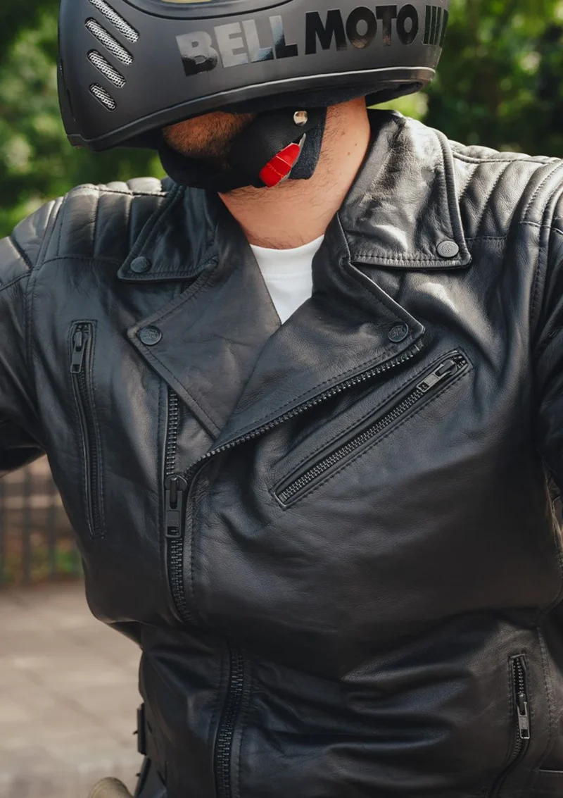Motorcycle Leather Jacket Ohio Biker Jacket - Black