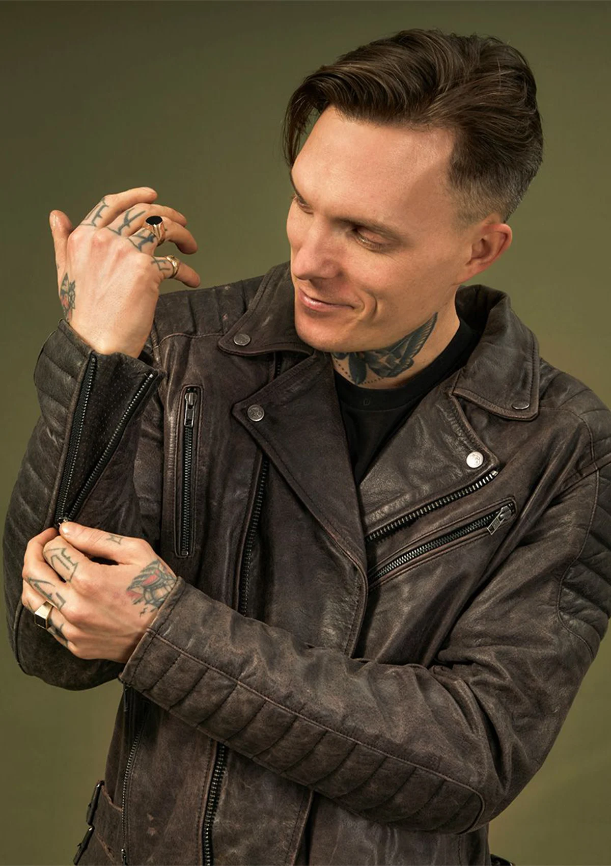 Motorcycle Leather Jacket Ohio Vintage Black Jacket