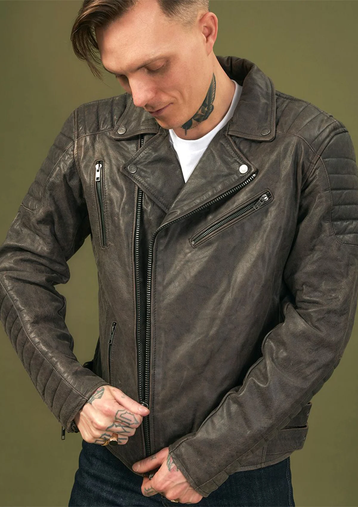 Motorcycle Leather Jacket Ohio Vintage Black Jacket