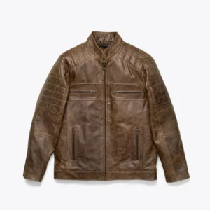 Vintage Moto Jacket Cafe Racer Leather - Distressed Brown