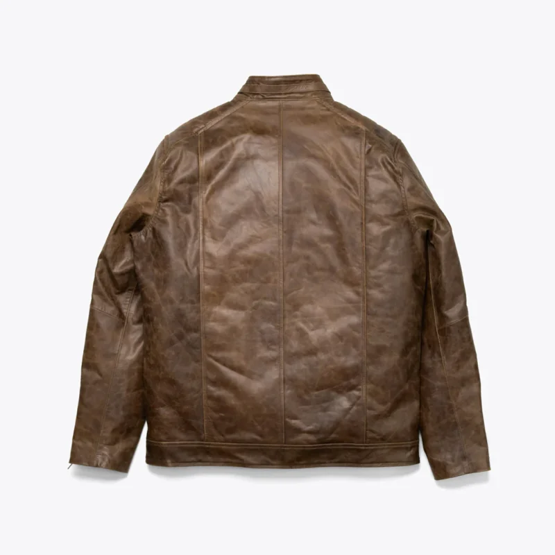 Vintage Moto Jacket Cafe Racer Leather - Distressed Brown