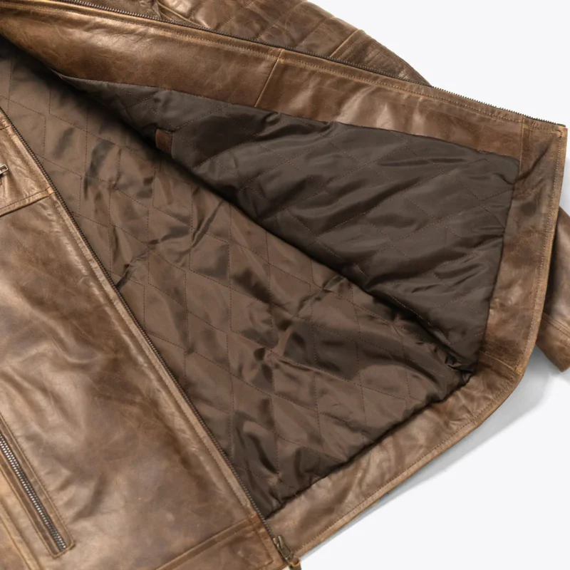Vintage Moto Jacket Cafe Racer Leather - Distressed Brown