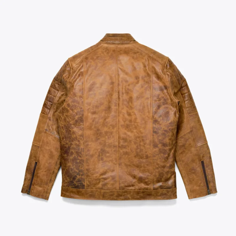 Cafe Racer Leather Jacket Vintage Moto Jacket - Distressed Brown