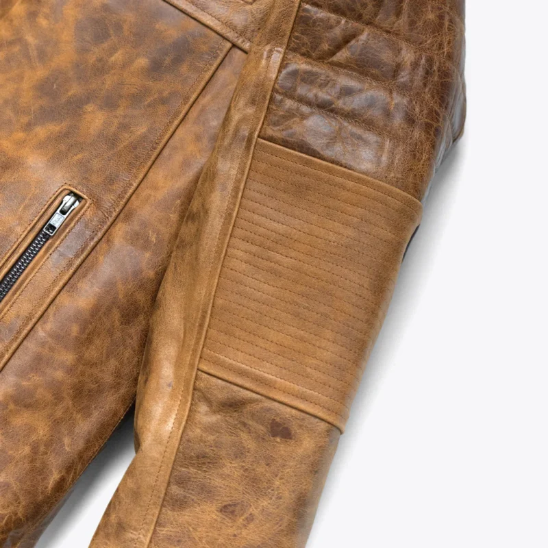 Cafe Racer Leather Jacket Vintage Moto Jacket - Distressed Brown