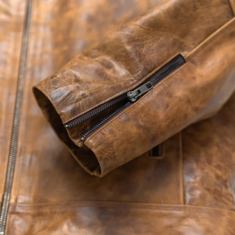 Cafe Racer Leather Jacket Vintage Moto Jacket - Distressed Brown
