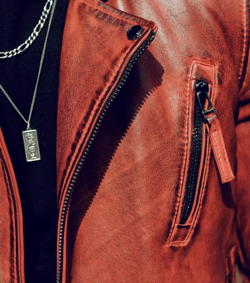 Voyager Biker Leather Jacket Biker Protection Jacket - Red