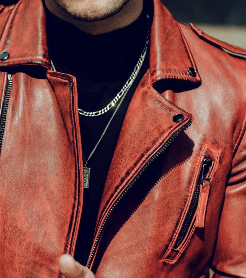 Voyager Biker Leather Jacket Biker Protection Jacket - Red