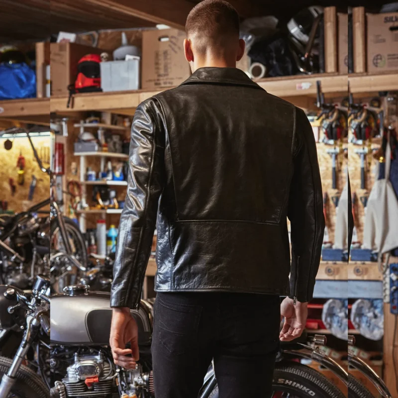 Motorcycle Leather Jacket Vintage D-Pocket – Black