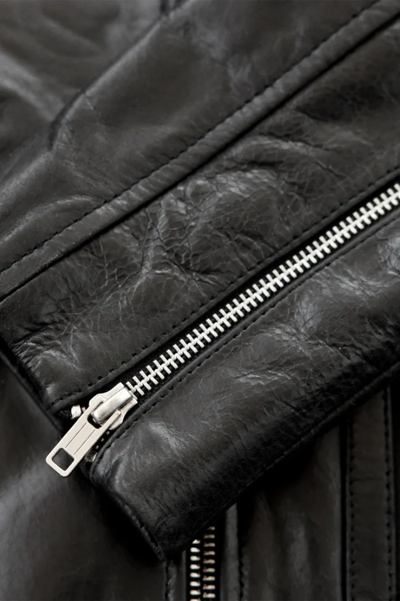 Motorcycle Leather Jacket D-Pocket Fur Collar Jacket