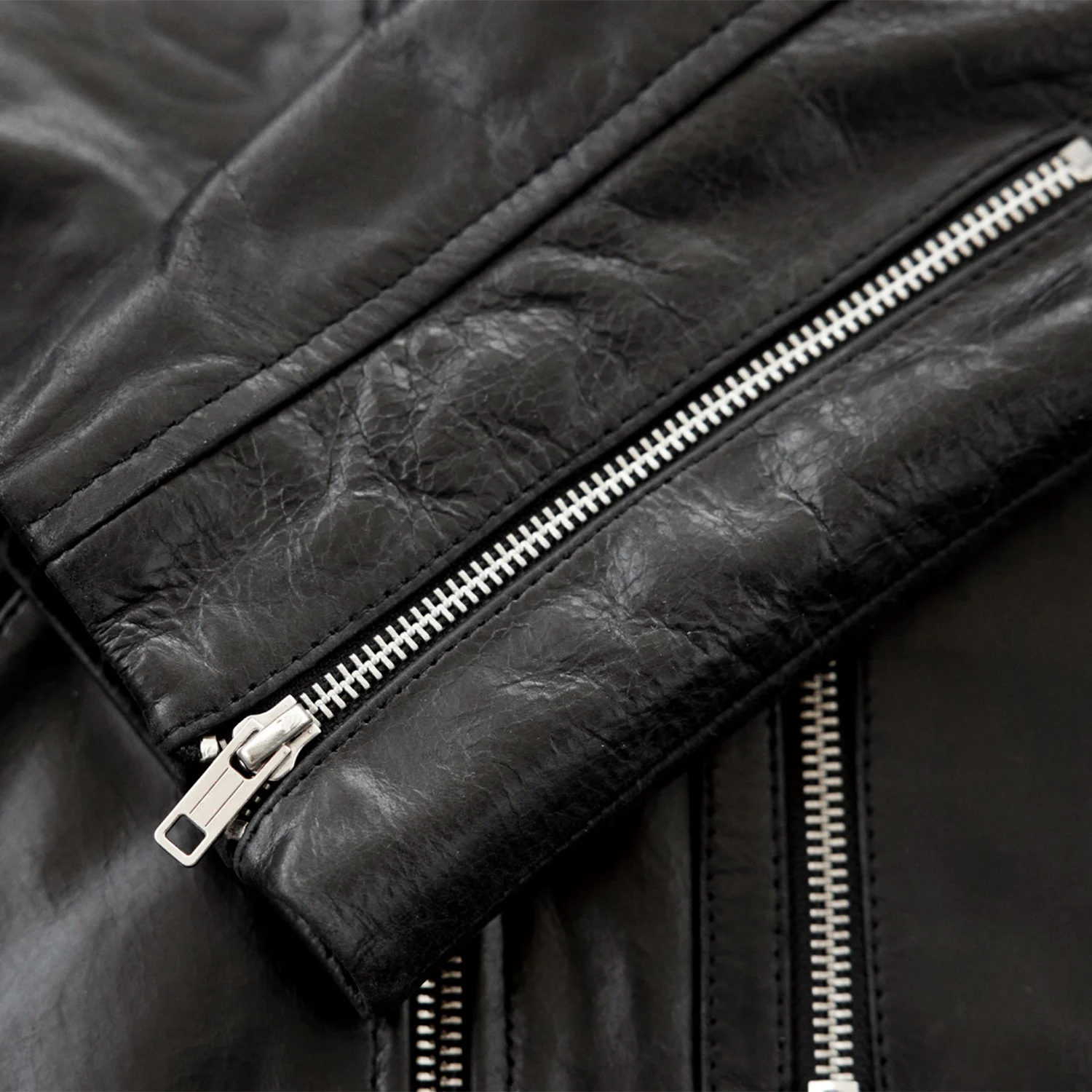 Motorcycle Leather Jacket Vintage D-Pocket – Black