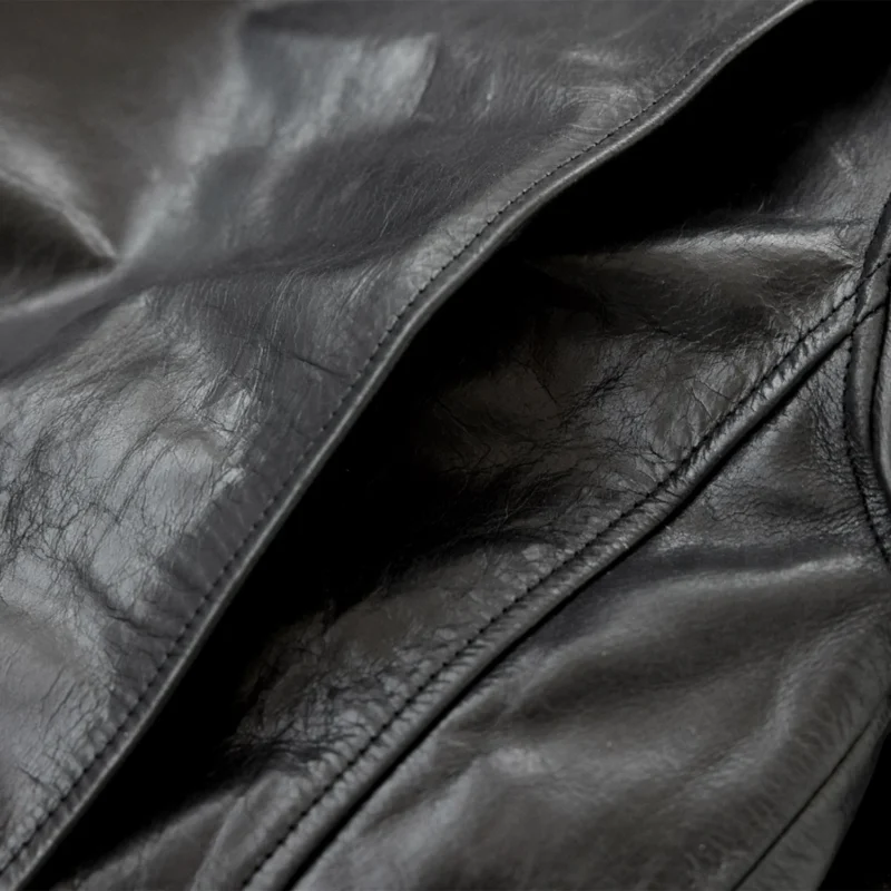 Motorcycle Leather Jacket Vintage D-Pocket – Black