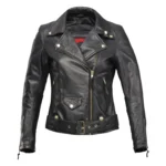 Motorcycle Jacket Women Amy Ladies Leather Jacket - Black