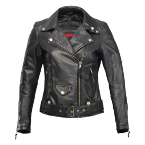 Motorcycle Jacket Women Amy Ladies Leather Jacket - Black
