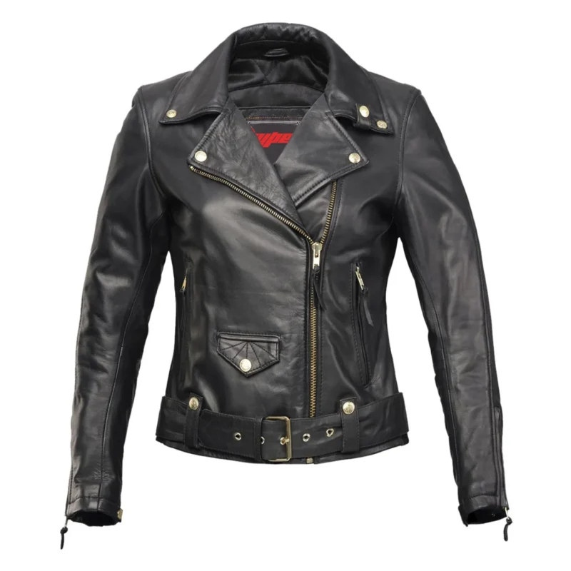 Motorcycle Jacket Women Amy Ladies Leather Jacket - Black