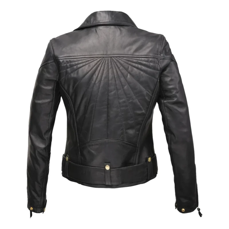 Motorcycle Jacket Women Amy Ladies Leather Jacket - Black