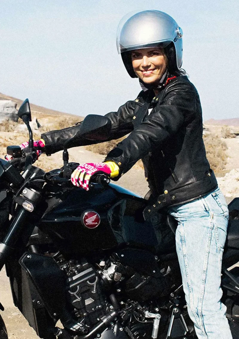 Motorcycle Jacket Women Amy Ladies Leather Jacket - Black