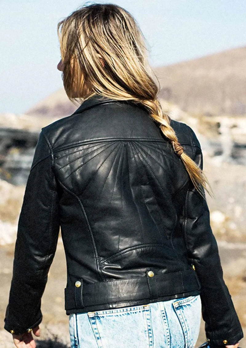 Motorcycle Jacket Women Amy Ladies Leather Jacket - Black