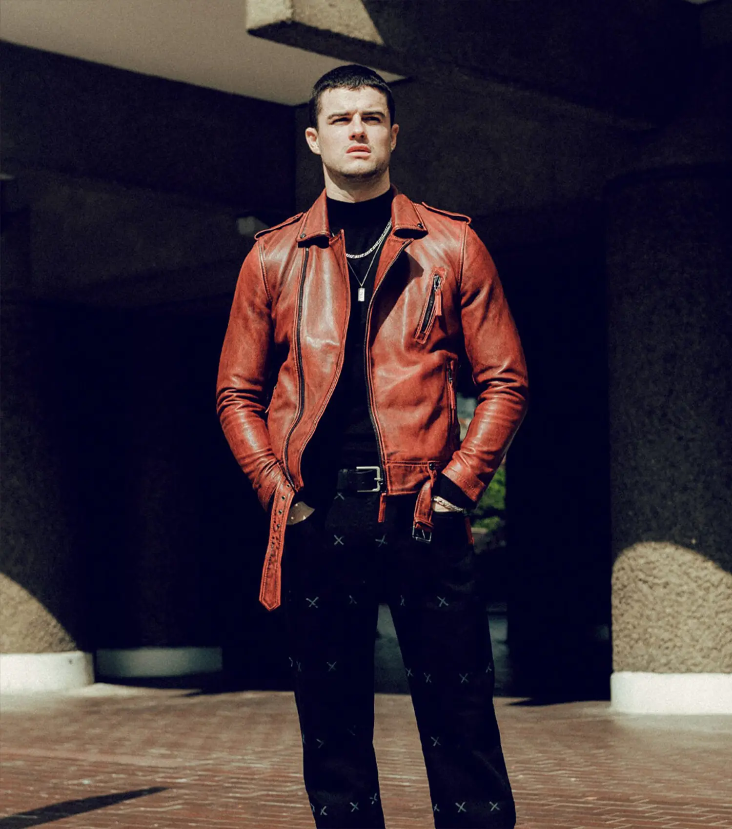 Voyager Biker Leather Jacket Biker Protection Jacket - Red