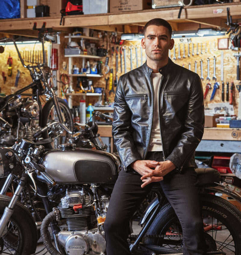 Cafe Racer Leather Jacket – Vintage Black Motorcycle Jacket for Men