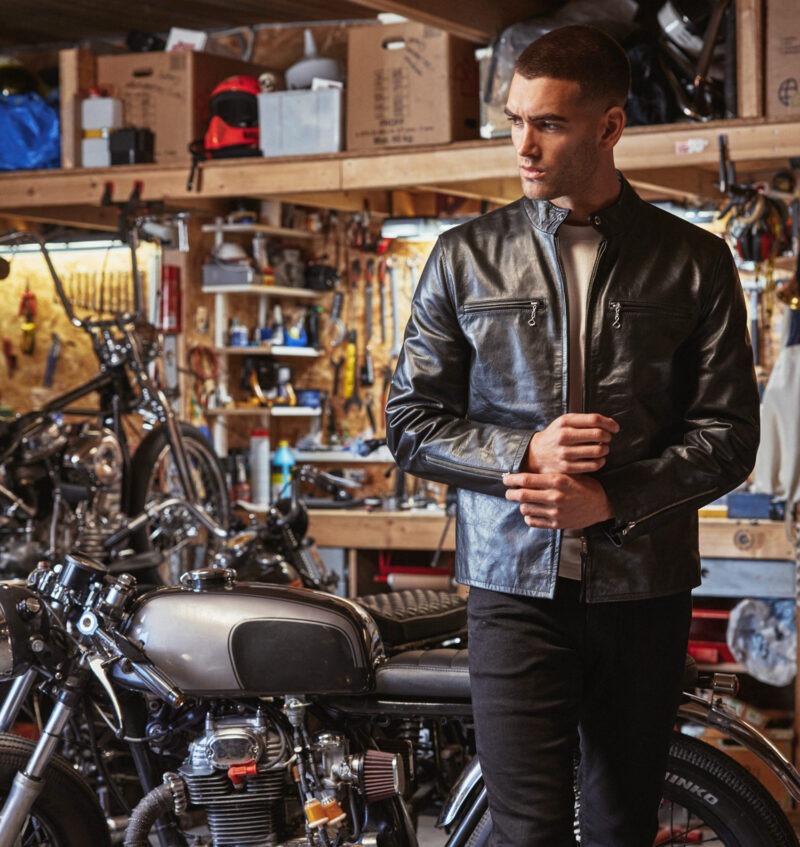 Cafe Racer Leather Jacket – Vintage Black Motorcycle Jacket for Men