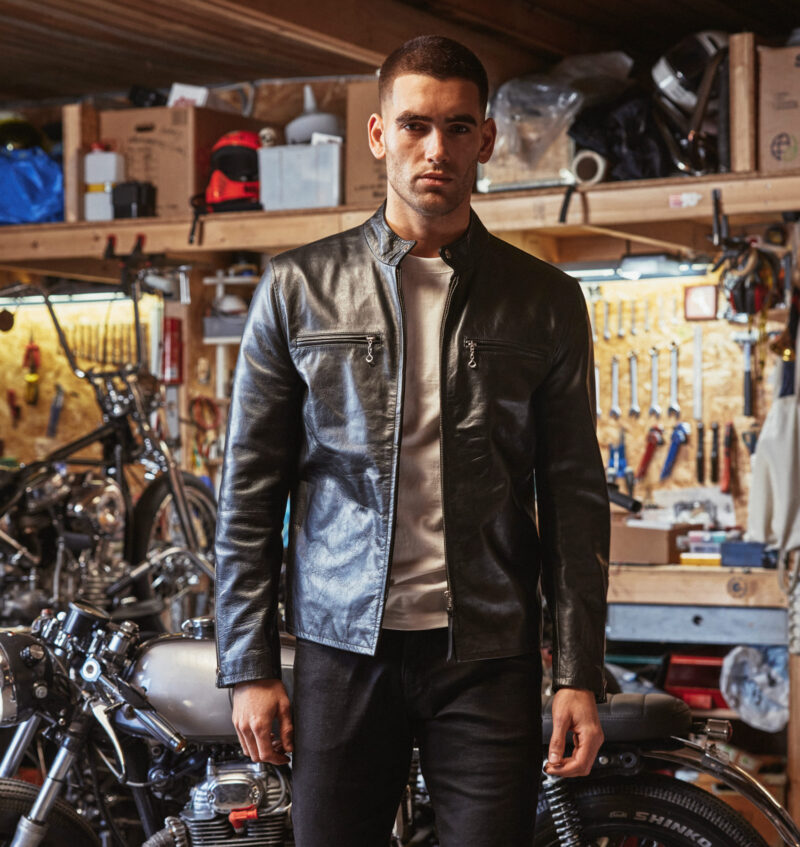 Cafe Racer Leather Jacket – Vintage Black Motorcycle Jacket for Men