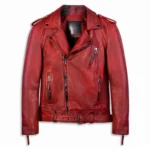 Voyager Biker Leather Jacket Biker Protection Jacket - Red