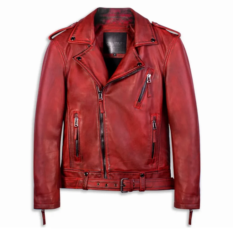 Voyager Biker Leather Jacket Biker Protection Jacket - Red