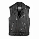 Leather Biker Vest Natural Born Sinner Leather Gilet