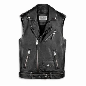 Leather Biker Vest Natural Born Sinner Leather Gilet
