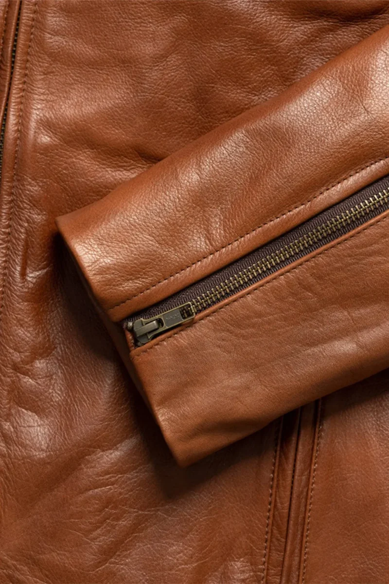 Leather Moto Jacket Leather Motorcycle Jacket - BROWN