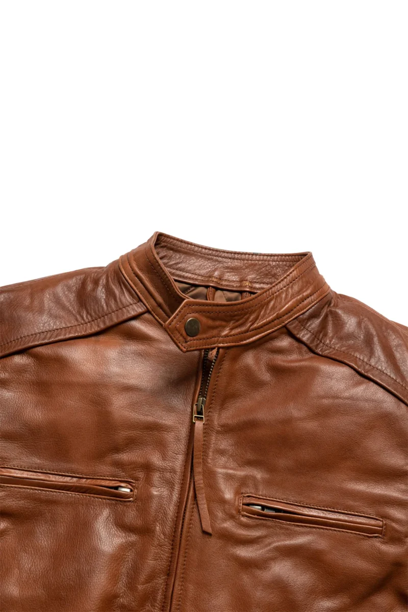 Leather Moto Jacket Leather Motorcycle Jacket - BROWN