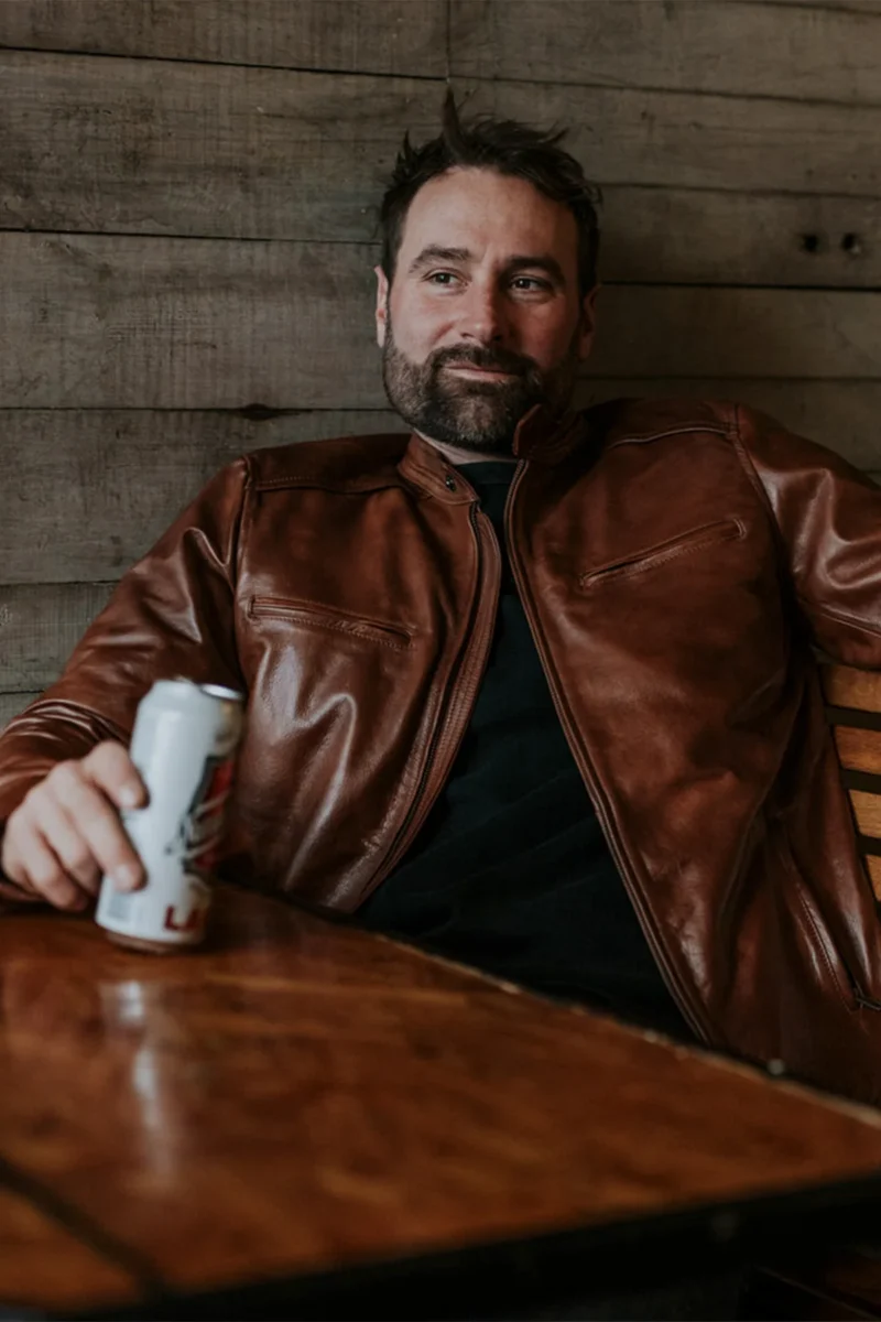 Leather Moto Jacket Leather Motorcycle Jacket - BROWN