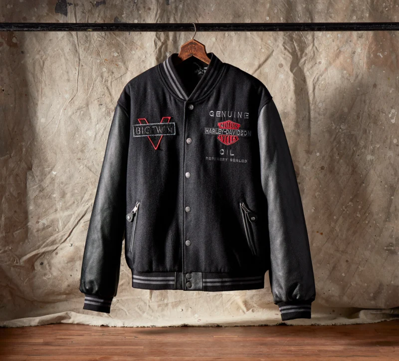 Men Varsity Jacket Harley-Davidson V-Twin – Black