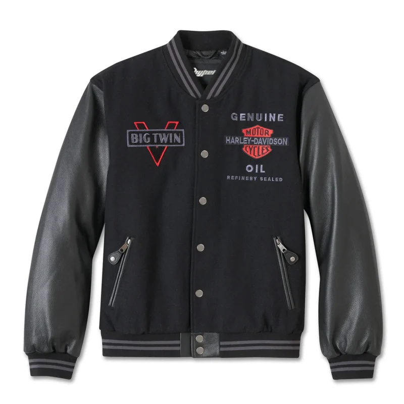 Men Varsity Jacket Harley-Davidson V-Twin – Black