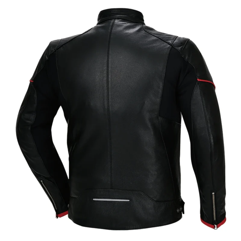 Men Motorcycle Leather Jacket All-Season - Black