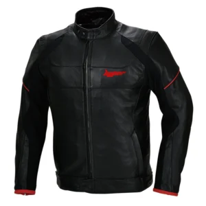 Men Motorcycle Leather Jacket All-Season - Black