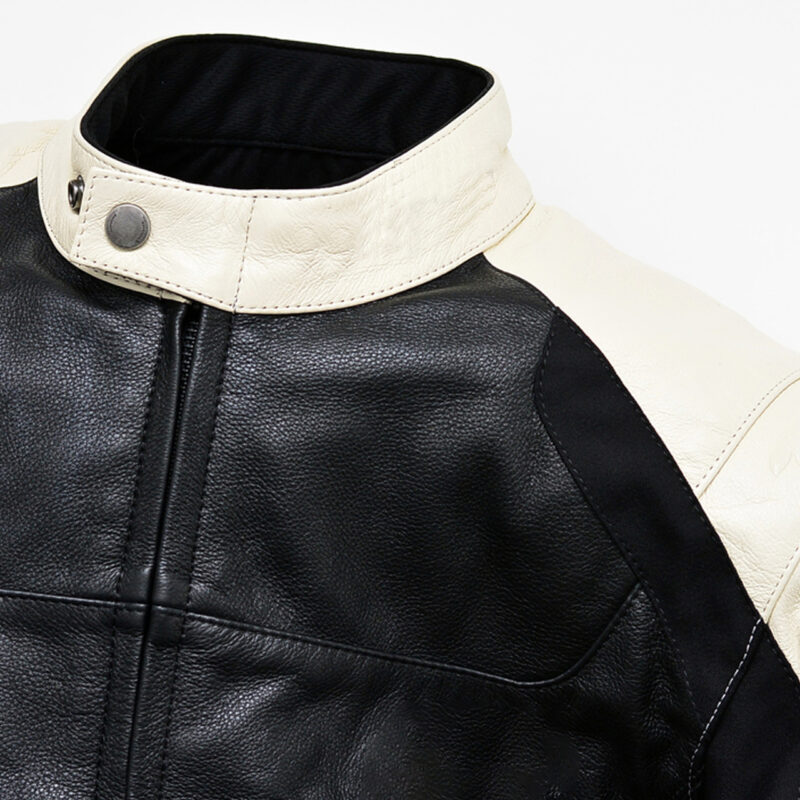 Men Motorcycle Leather Jacket All-Season - Beige