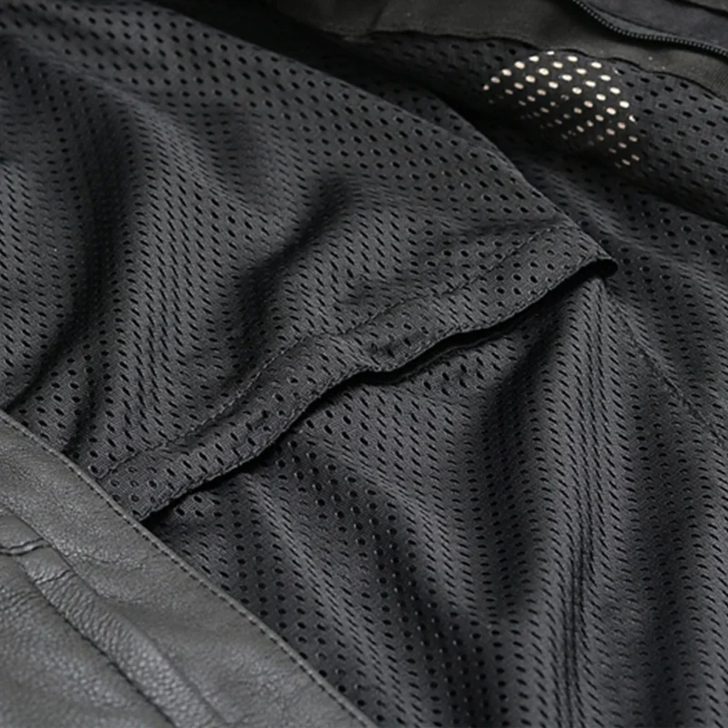 Men Motorcycle Leather Jacket All-Season - Black