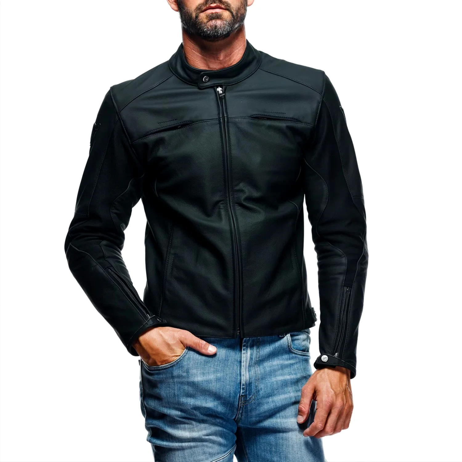 Hyper Razon 2 Men Motorbike Leather Jacket – Black