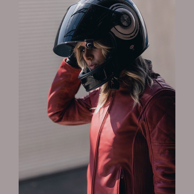 Women Leather Motorcycle Jacket Maywood – Maroon