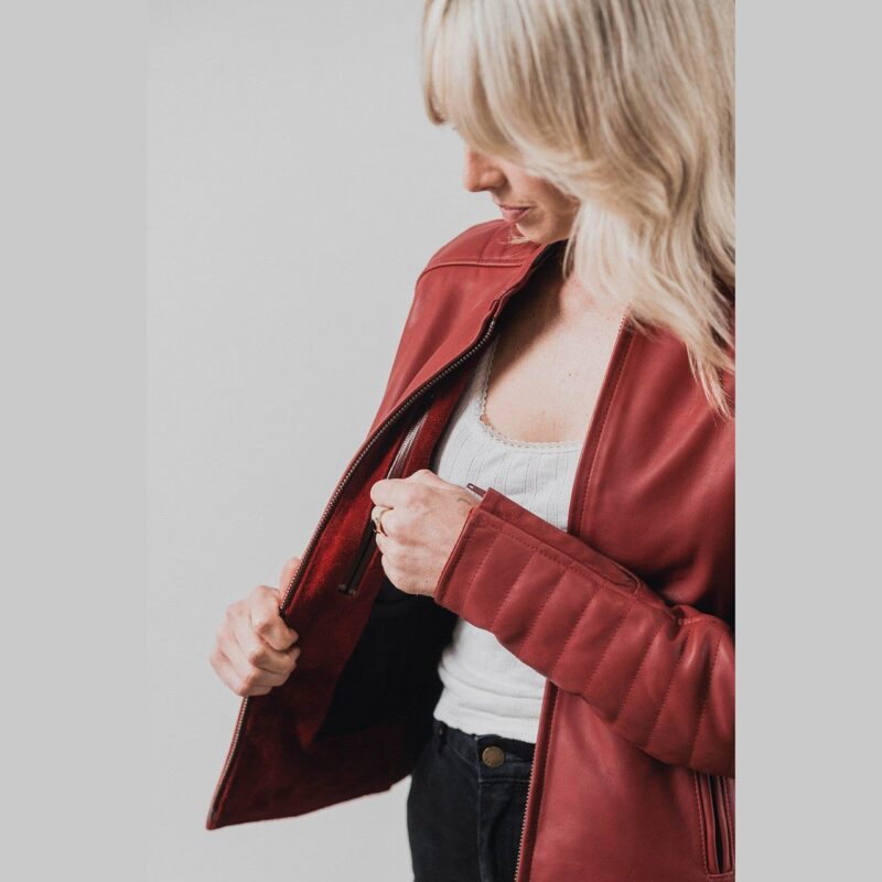 Women Leather Motorcycle Jacket Maywood – Maroon